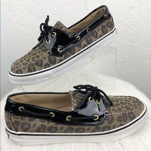 Sperry Top Slider Biscayne Leopard Boat Shoe
